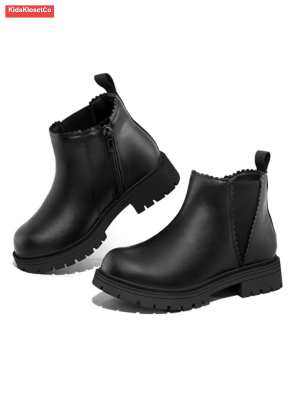 Girls Chelsea Ankle Boots Side Zipper Slip-Resistant Pull Tab Kids Boots - Picture 4 of 5